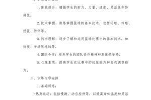 初中篮球周训练计划怎么写